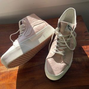 Vans High Top platforms. Pink leather with white bottoms
